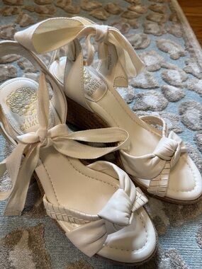 Vince Camuto Cream Knot Tie Espadrille Wedge Sandals